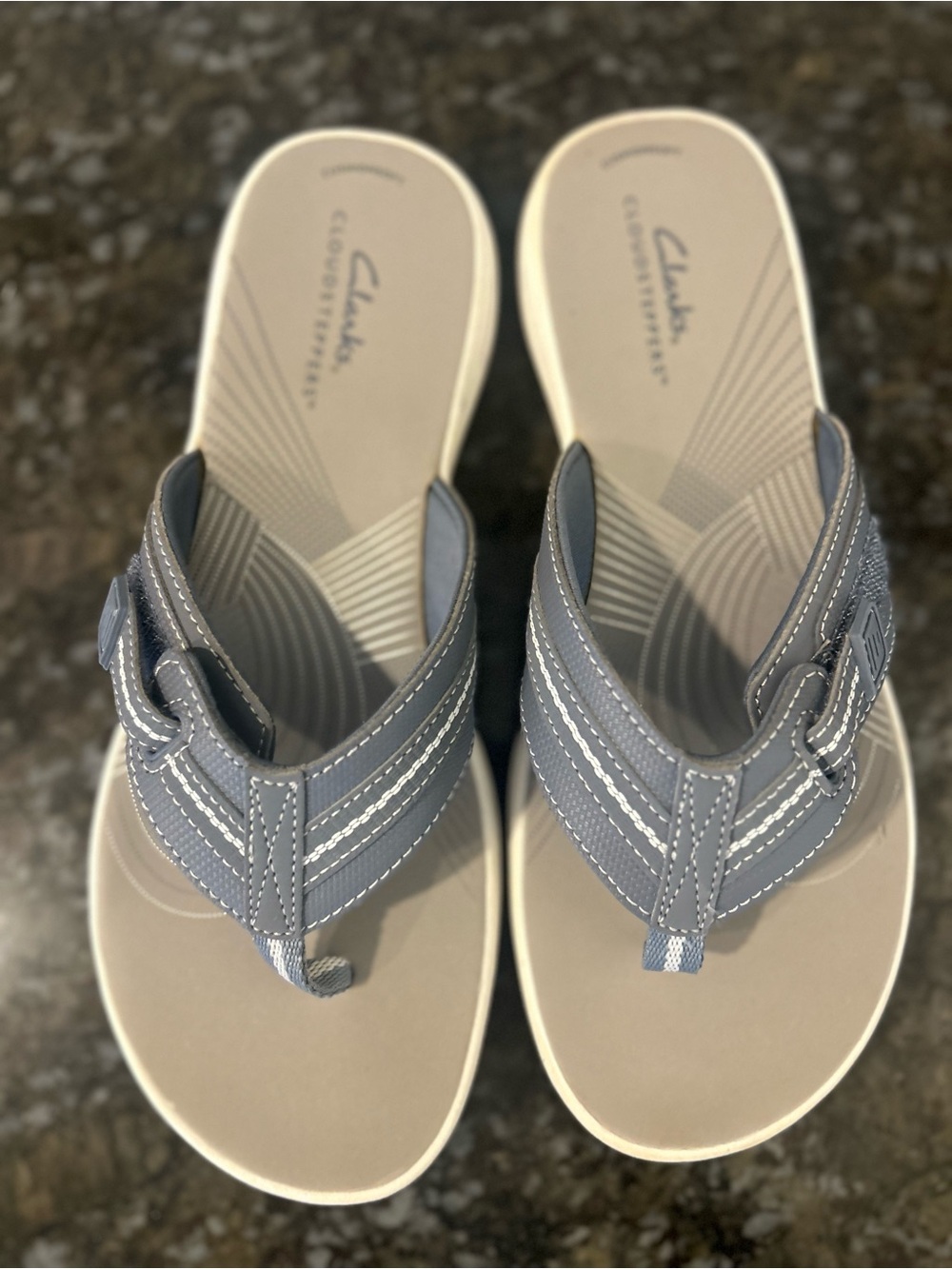 Clarks Gray and Cream Women's Comfort Sandals